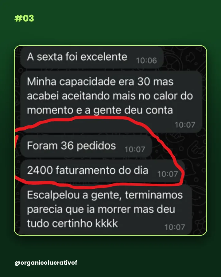 Depoimento de aluno do Orgânico Lucrativo